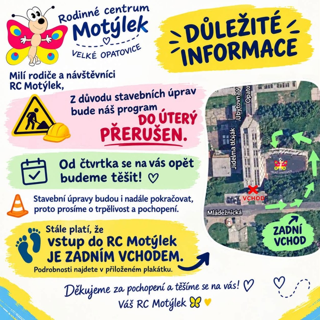 DOČASNÉ ZAVŘENÍ MOTÝLKU